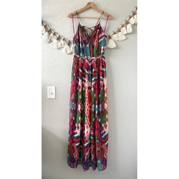 Anthropologie Maeve Tarana Multicolor Artsy Maxi Dress Tropical Boho Flowy 8 - Picture 1 of 11